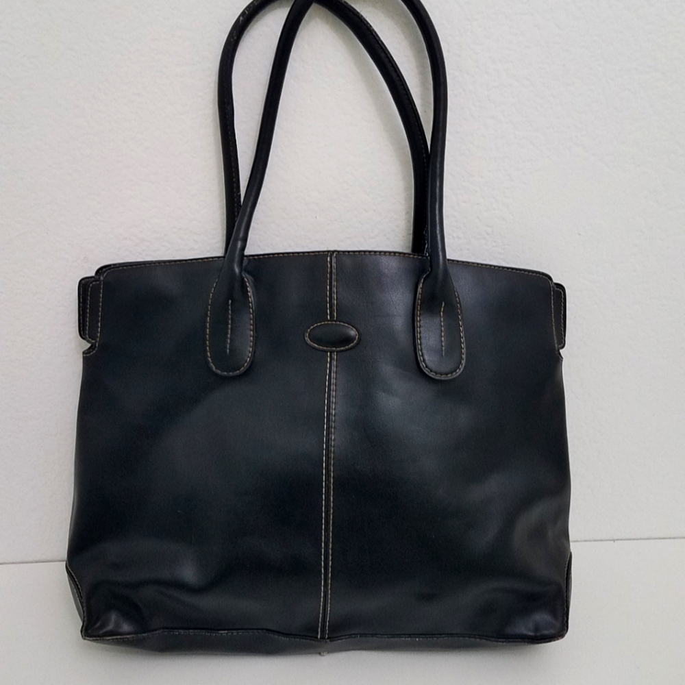 Black Faux Leather Tote Bag/Handbag
